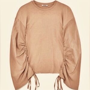⭐️3/$30⭐️ (bundle deal) ZARA Trafaluc Nude Color Drawstring Sleeve Top